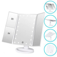 Зеркало тройное для макияжа с LED подсветкой USB, настольное, УЦЕНКА W3