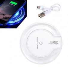Qi Беспроводная зарядка LED прозрачная, ЗУ для телефона Fantasy, белая
