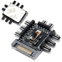 Хаб сплиттер для питания 8 вентиляторов 12В 3pin от Sata, майнинг