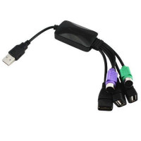 3-портовый USB 2.0 хаб + переходник USB - PS/2
