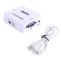 Конвертер VGA - HDMI, видео, аудио, 1080p, белый