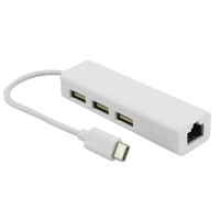 USB 3.1 Type-C - RJ45 Ethernet LAN адаптер + хаб 3x USB 2.0