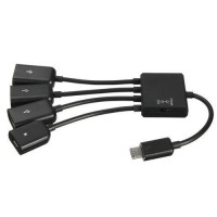 MicroUSB OTG 3-портовый хаб, адаптер для зарядки
