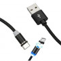 Кабель магнитный USB Type-C MicroUSB Lightning 3в1 360 1м нейлон