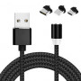 Кабель магнитный USB Type-C MicroUSB Lightning 3в1 360 2м нейлон
