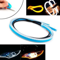 Гибкие трубчатые ходовые огни в фары DRL LED, 2шт 45см + поворотники