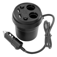 Автомобільний зарядний стакан 2xUSB 3.1 А розгалужувач вольтметр в авто
