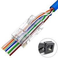 10x Коннектор RJ45 8P8C Cat6 EZ-RJ45 з наскрізним отвором