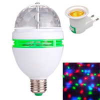Диско лампа обертальна світлодіодна, E27 LED RGB 3Вт + мережевий адаптер