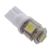 2x LED T10 W5W лампа в автомобиль, 4+1 SMD 5050, белый