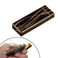 USB зажигалка электронная импульсная 2 дуги Lighter золотая с черным