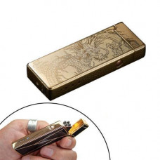 USB зажигалка электронная импульсная 2 дуги Lighter золотой дракон
