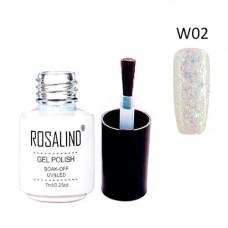 Гель-лак для ногтей маникюра 7мл Rosalind, глиттер, W02 морозный иней