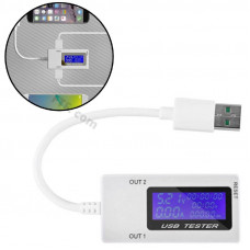 USB тестер тока, напряжения, мощности 4-30В 0-5А 2xUSB с таймером