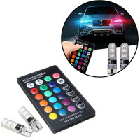 Лампочки в автомобиль с пультом ДУ, лампа 2x LED T10 W5W 6 SMD 5050, 16 цветов пара